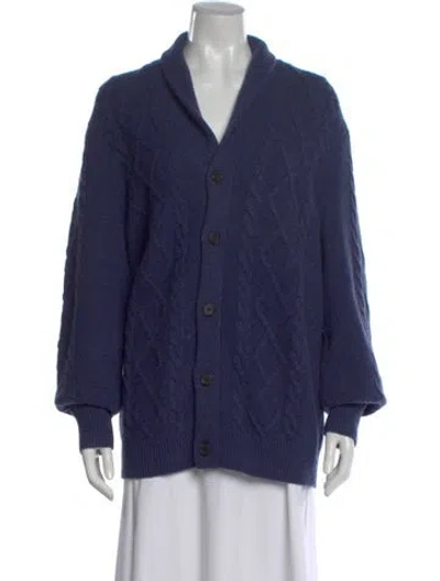 Pre-owned Neiman Marcus Cashmere Patterned Sweater In Blue