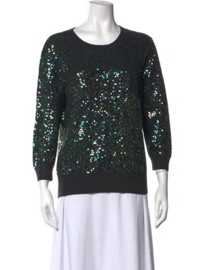 Pre-owned Neiman Marcus Cashmere Patterned Sweater In Blue