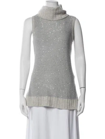Pre-owned Neiman Marcus Cashmere Patterned Sweater In Gray