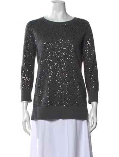 Pre-owned Neiman Marcus Cashmere Patterned Sweater In Gray