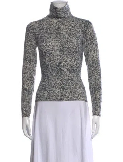 Pre-owned Neiman Marcus Cashmere Patterned Sweater In Grey