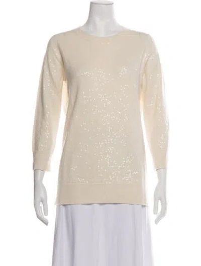 Pre-owned Neiman Marcus Cashmere Patterned Sweater In Neutrals
