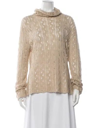 Pre-owned Neiman Marcus Cashmere Patterned Sweater In Neutrals