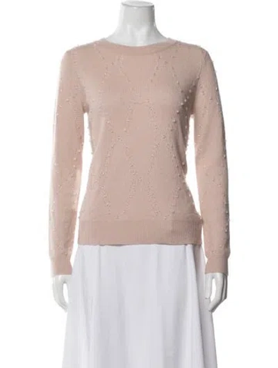 Pre-owned Neiman Marcus Cashmere Patterned Sweater In Pink