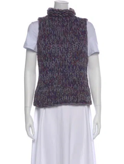 Pre-owned Neiman Marcus Cashmere Patterned Sweater In Purple