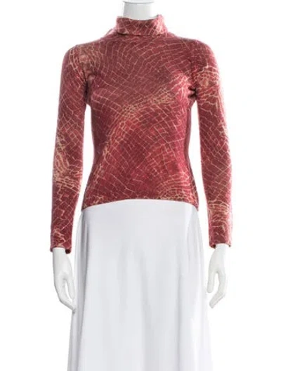 Pre-owned Neiman Marcus Cashmere Patterned Sweater In Red