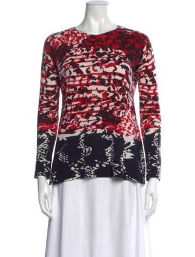 Pre-owned Neiman Marcus Cashmere Patterned Sweater In Red