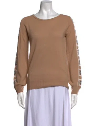 Pre-owned Neiman Marcus Cashmere Patterned Sweater W/ Tags In Brown