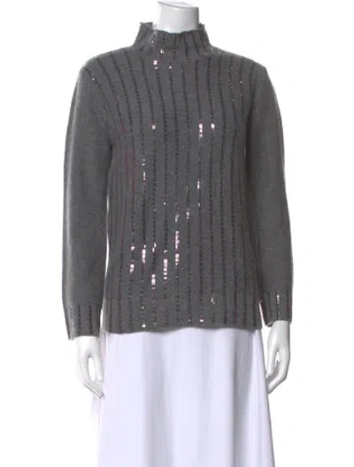 Pre-owned Neiman Marcus Cashmere Patterned Sweater W/ Tags In Gray