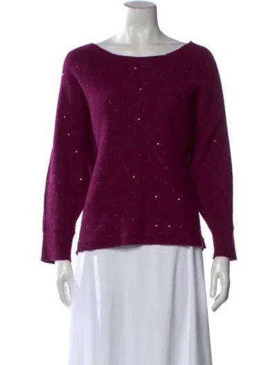 Pre-owned Neiman Marcus Cashmere Patterned Sweater W/ Tags In Purple