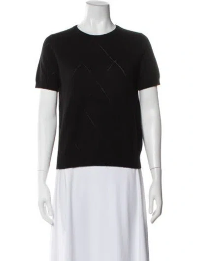 Pre-owned Neiman Marcus Cashmere Patterned Top In Black