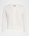 Neiman Marcus Cashmere Pearlescent Button Cardigan In White