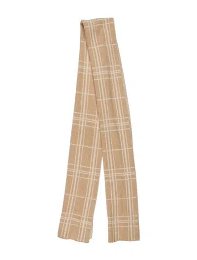 Pre-owned Neiman Marcus Cashmere Plaid Print Scarf In Neutral