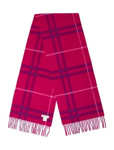 Pre-owned Neiman Marcus Cashmere Plaid Print Scarf In Pink