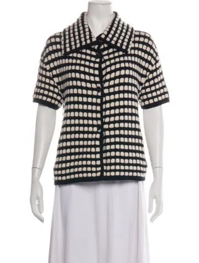 Pre-owned Neiman Marcus Cashmere Plaid Print Sweater In Neutrals