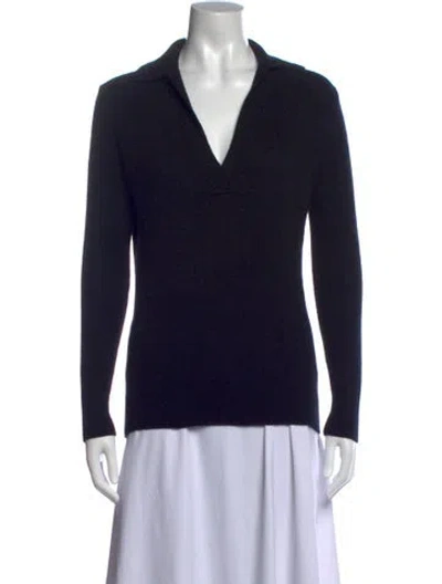 Pre-owned Neiman Marcus Cashmere Plunge Neckline Sweater In Black