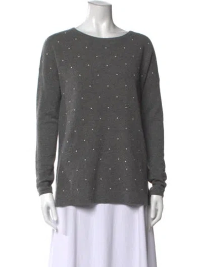 Pre-owned Neiman Marcus Cashmere Polka Dot Print Sweater In Gray