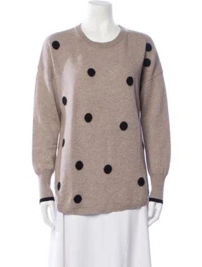 Pre-owned Neiman Marcus Cashmere Polka Dot Print Sweater In Neutrals