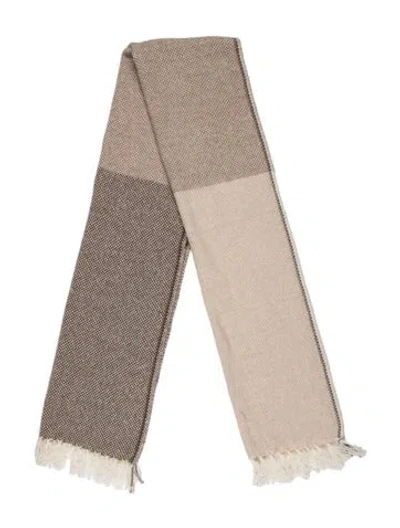 Pre-owned Neiman Marcus Cashmere Printed Scarf W/ Tags In Neutrals