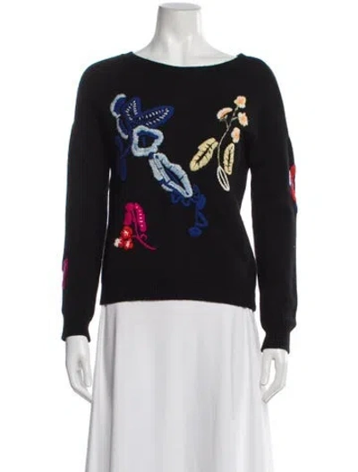 Pre-owned Neiman Marcus Cashmere Printed Sweater In Black