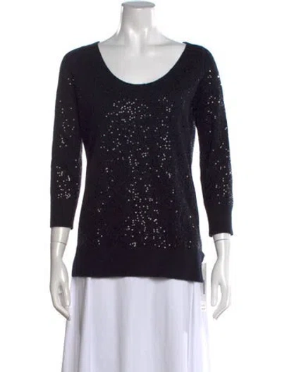 Pre-owned Neiman Marcus Cashmere Printed Sweater In Black