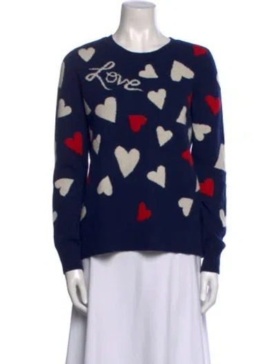 Pre-owned Neiman Marcus Cashmere Printed Sweater In Blue