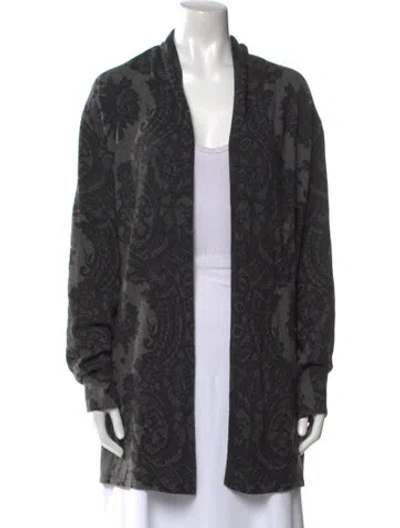 Pre-owned Neiman Marcus Cashmere Printed Sweater In Gray