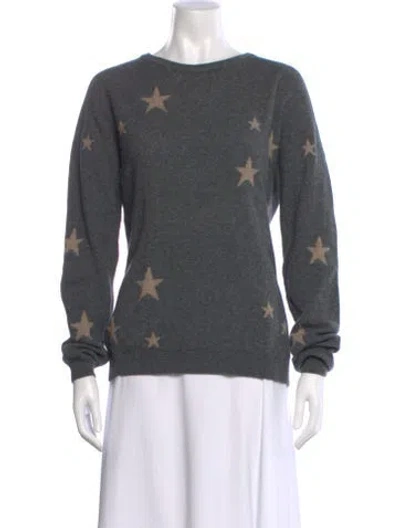 Pre-owned Neiman Marcus Cashmere Printed Sweater In Gray