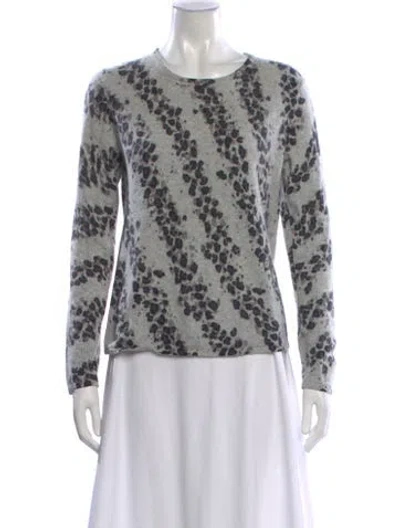 Pre-owned Neiman Marcus Cashmere Printed Sweater In Gray