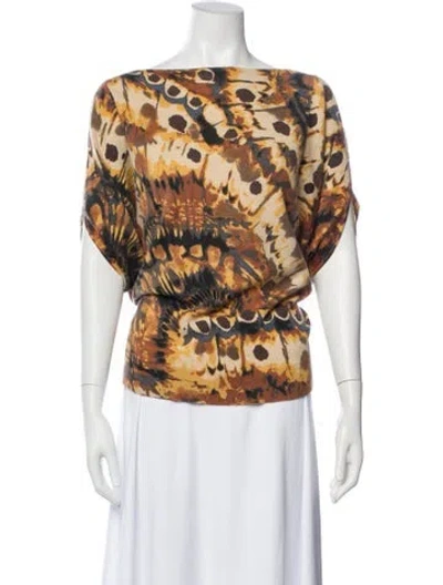 Pre-owned Neiman Marcus Cashmere Printed Sweater In Multi