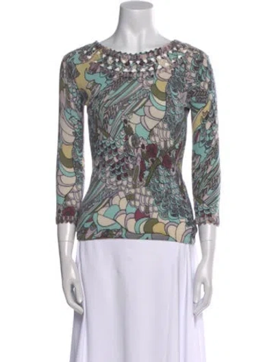 Pre-owned Neiman Marcus Cashmere Printed Sweater In Multi