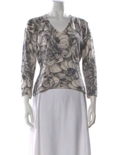 Pre-owned Neiman Marcus Cashmere Printed Sweater In Multi