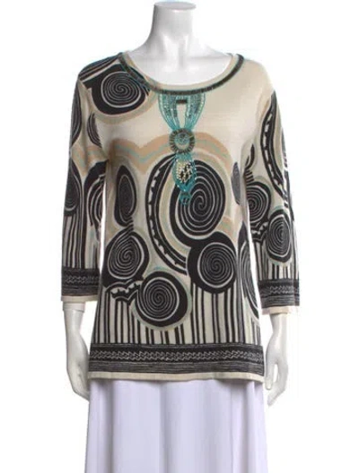 Pre-owned Neiman Marcus Cashmere Printed Sweater In Neutral