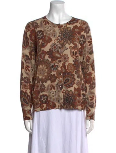 Pre-owned Neiman Marcus Cashmere Printed Sweater In Neutral