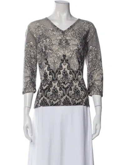 Pre-owned Neiman Marcus Cashmere Printed Sweater In Neutral
