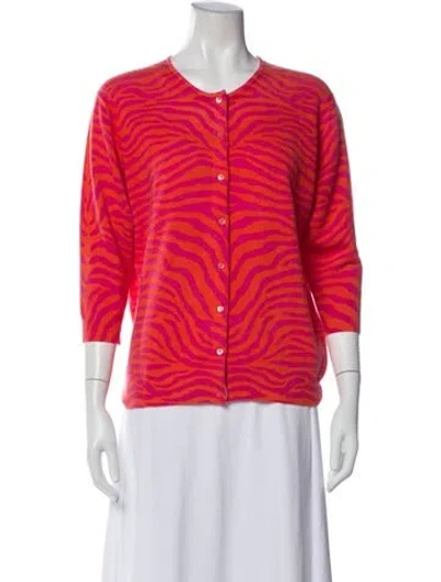 Pre-owned Neiman Marcus Cashmere Printed Sweater In Orange