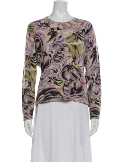 Pre-owned Neiman Marcus Cashmere Printed Sweater In Purple