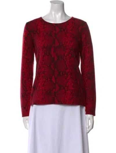 Pre-owned Neiman Marcus Cashmere Printed Sweater In Red