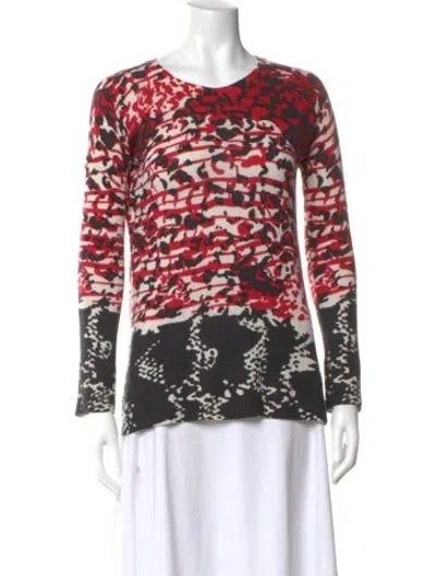 Pre-owned Neiman Marcus Cashmere Printed Sweater In Red