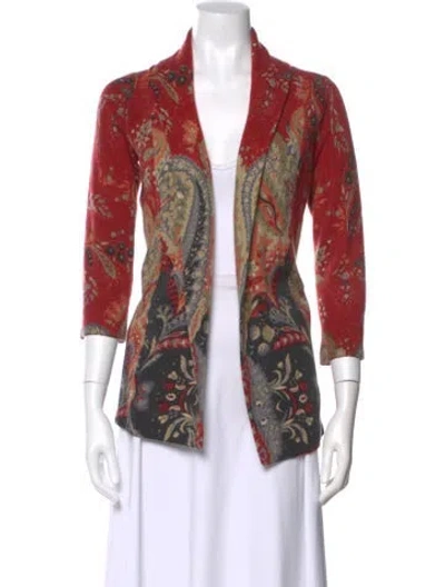Pre-owned Neiman Marcus Cashmere Printed Sweater In Red