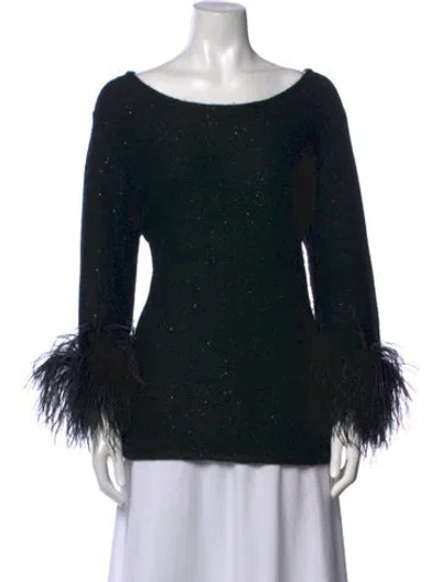 Pre-owned Neiman Marcus Cashmere Printed Top In Black