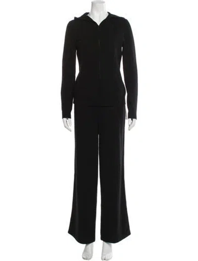 Pre-owned Neiman Marcus Cashmere Ruffle Embellishment Pant Set In Black