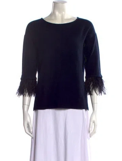 Pre-owned Neiman Marcus Cashmere Scoop Neck Sweater In Black