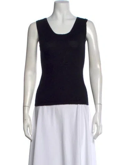 Pre-owned Neiman Marcus Cashmere Scoop Neck Sweater In Black