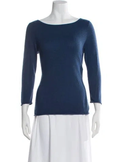 Pre-owned Neiman Marcus Cashmere Scoop Neck Sweater In Blue