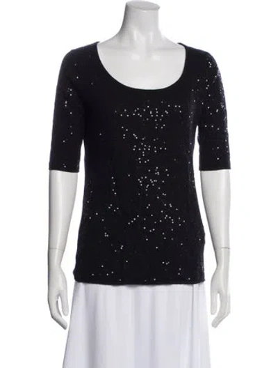 Pre-owned Neiman Marcus Cashmere Scoop Neck Sweater In Blue