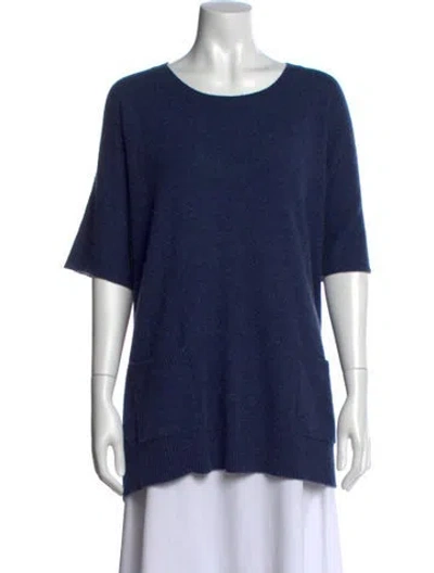 Pre-owned Neiman Marcus Cashmere Scoop Neck Sweater In Blue
