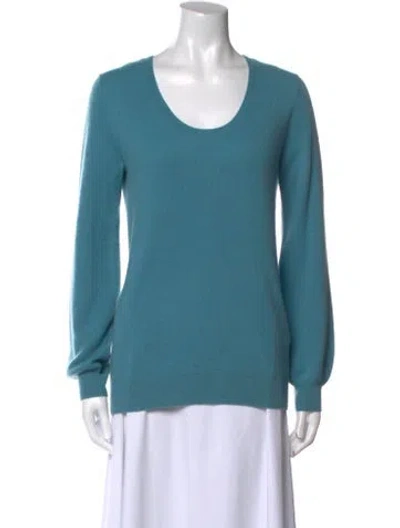 Pre-owned Neiman Marcus Cashmere Scoop Neck Sweater In Blue