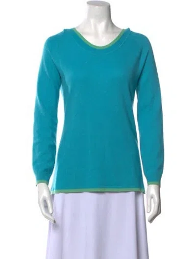 Pre-owned Neiman Marcus Cashmere Scoop Neck Sweater In Blue