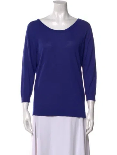 Pre-owned Neiman Marcus Cashmere Scoop Neck Sweater In Blue